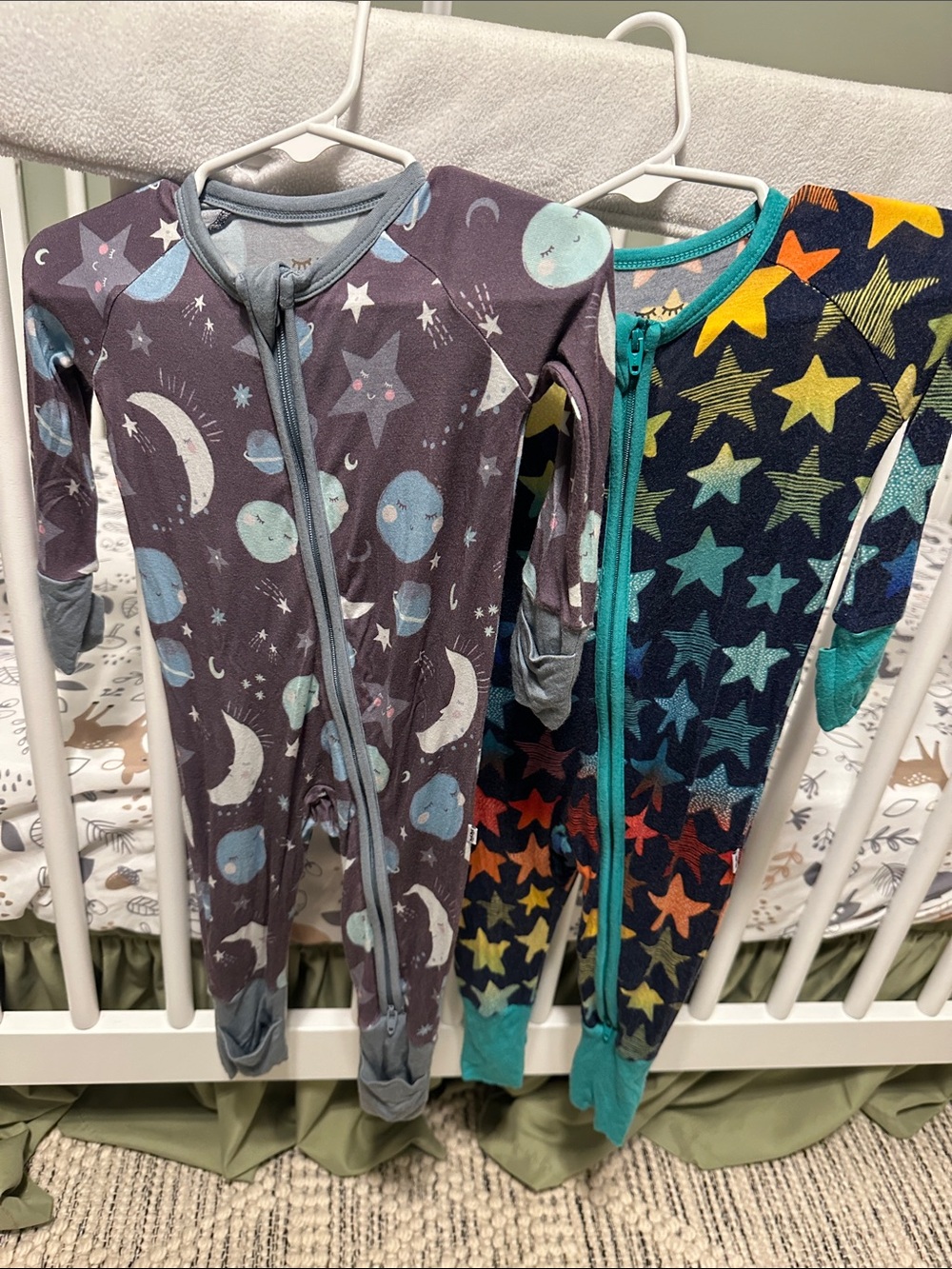 Little Sleepies Zipper Footless Pajamas - Moon & Stars and Rainbow Stars
